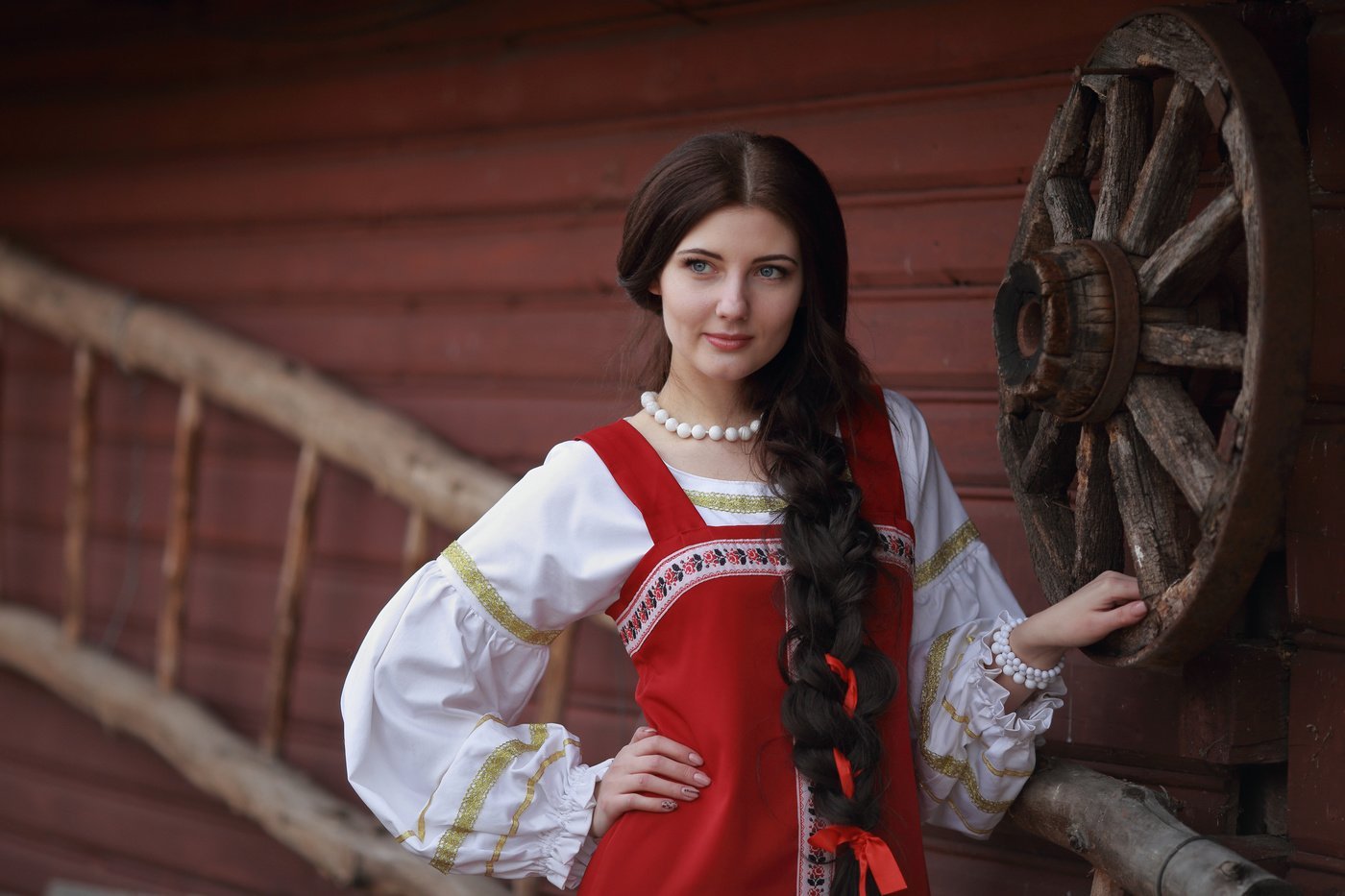 Girls in Slavic costumes in Cheongju